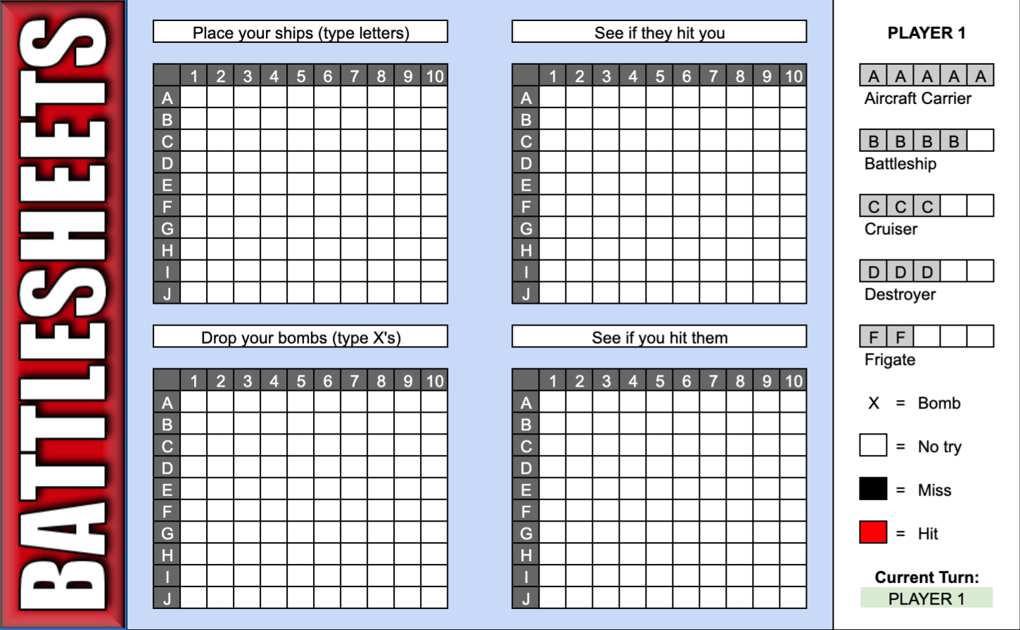 Battlesheets The Battleship Google Sheet Sheetlist